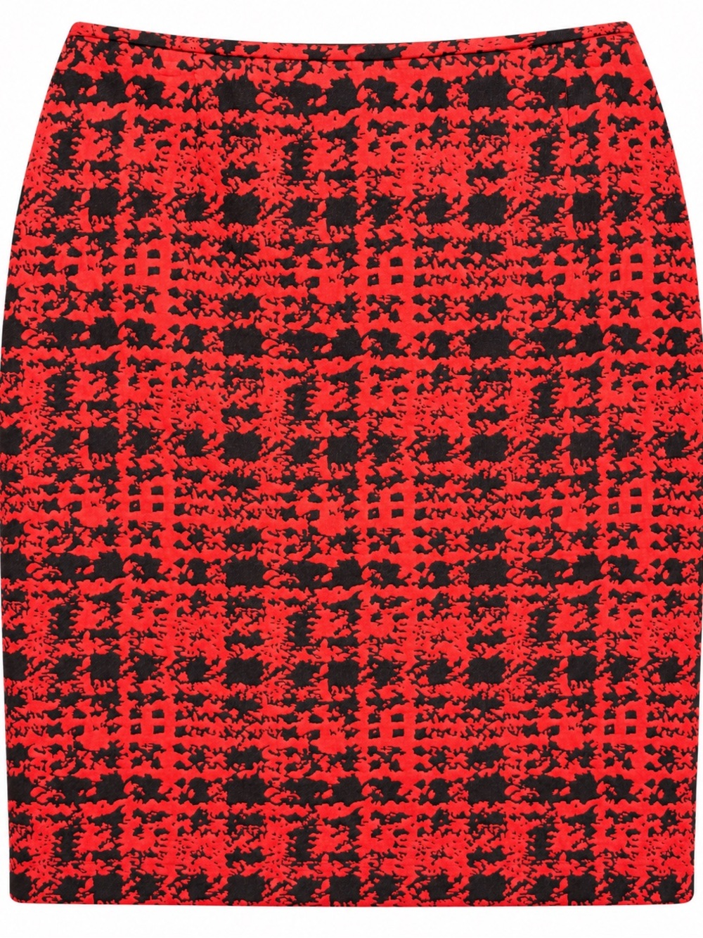 Tahari Red and Black Houndstooth Pencil Skirt
